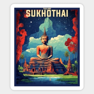 Sukhothai Thailand Vintage Retro Travel Tourism Magnet